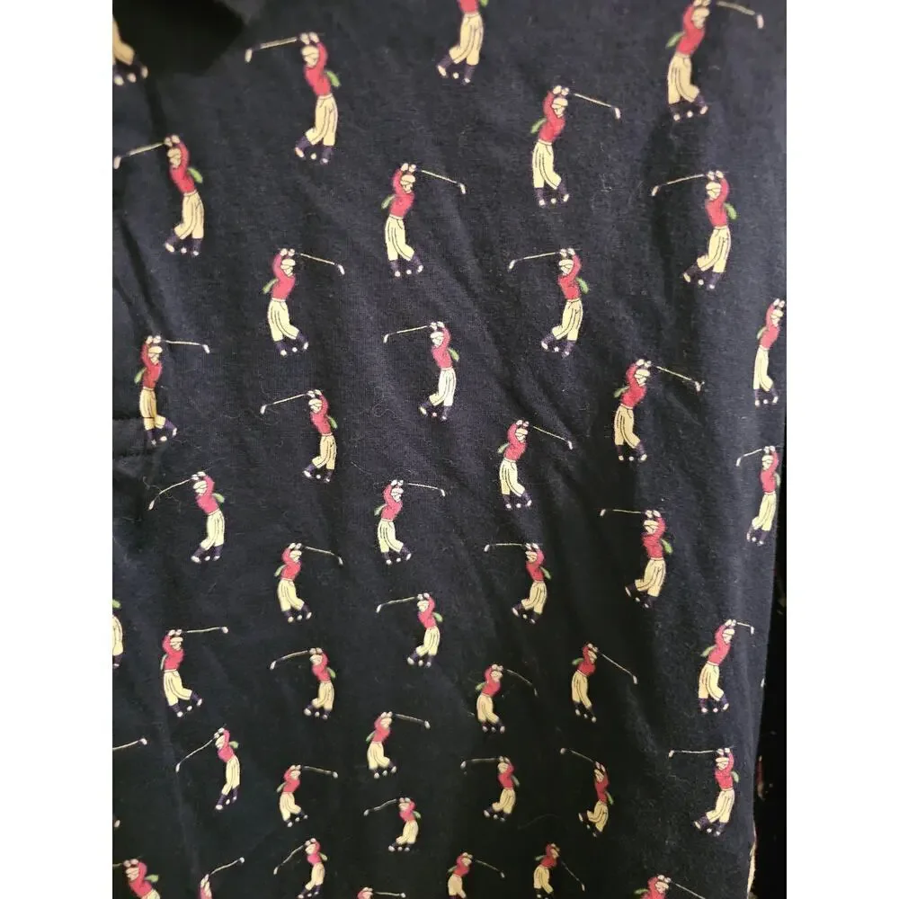 Polo Ralph Lauren sz XXL vintage navy golfer print polo golf shirt MT87